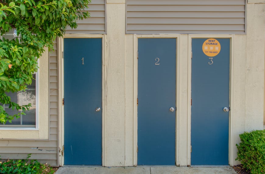 Outdoor storage in a West Lafayette apartment community.